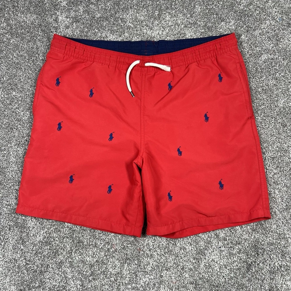 Polo Ralph Lauren Men's Board Shorts Swim Trunks All Over Pony Red Size L/XL 34